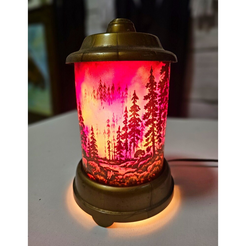 Vintage 1950 Roto-Vue Jr Deer Forest Animated Motion Lamp Working MCM